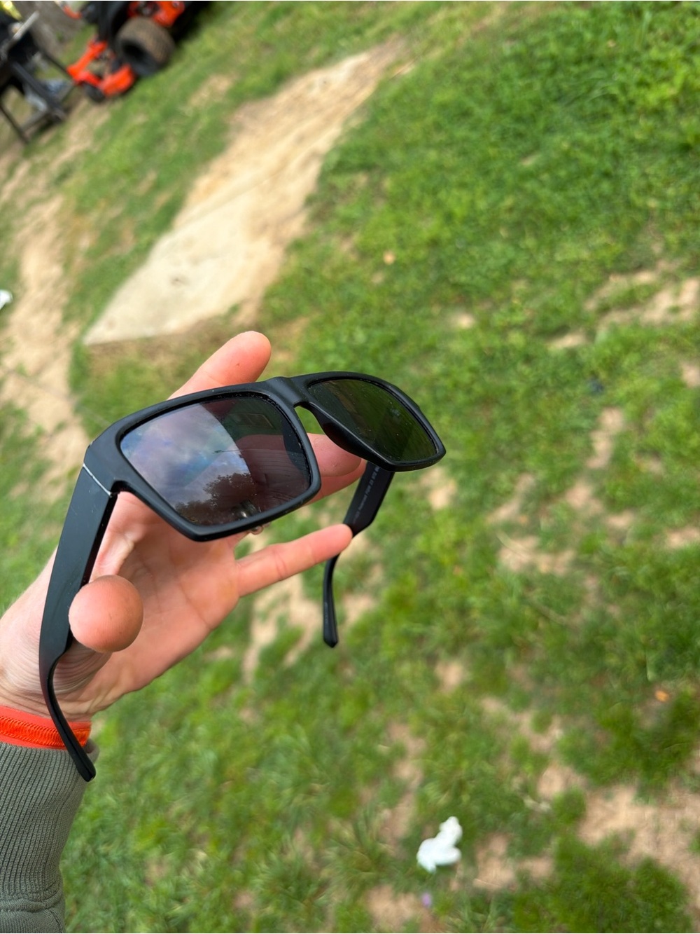 Foster grant Matte Black Square Sunglasses with Green-Tinted Lenses
